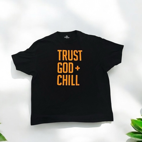 3XL Black T-shirt with TRUST GOD & CHILL - Picture 1 of 6